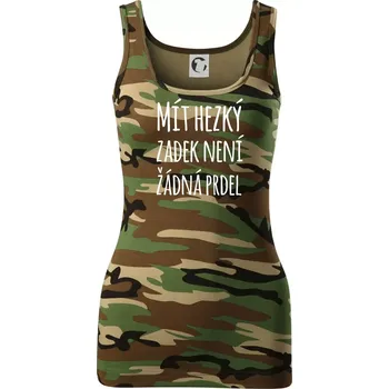 Dámské tričko Mít hezký zadek není žádná prdel - Dámské Maskáčové tílko - S ( Hnědý maskáč )