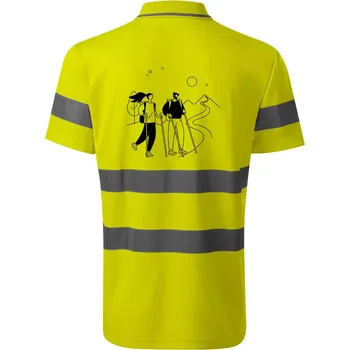 Kreslený pár na výletě - HV Runway 2V9 - Reflexní polokošile - S ( Neonově žlutá )