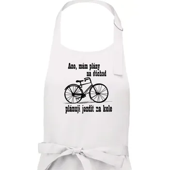 Kuchyňská zástěra Staré kolo - Plány na důchod - Pánská zástěra na vaření - Univerzální velikost ( Bílá )