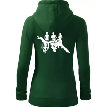 Dámská mikina Capoeira všichni - Dámská mikina trendy zipper s kapucí - XL ( Lahvově zelená )