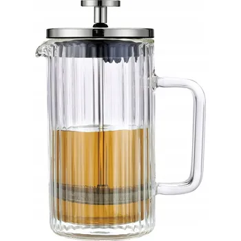 Konvice na čaj Skleněný french press na kávu a čaj 1 litr, stříbrný KLAUSBERG 7758