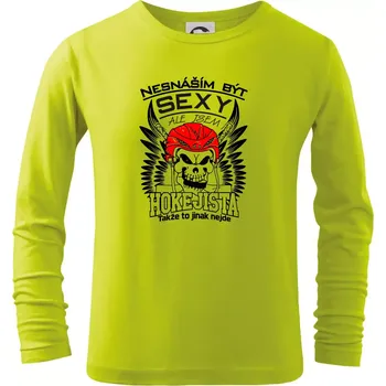Dětská móda Nesnáším být sexy - Hokejista - Triko dětské Long Sleeve - 146 cm/10 let ( Limetková )
