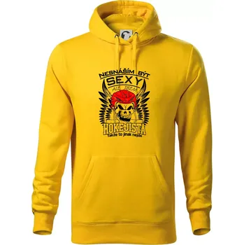 Pánská mikina Nesnáším být sexy - Hokejista - Mikina pánská Cape s kapucí - 3XL ( Žlutá )