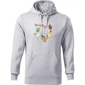 Pánská mikina Koktejly - Mikina pánská Cape s kapucí - S ( Světlešedý Melír )