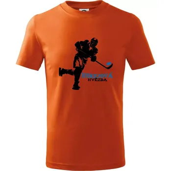 Hokejová hvězda - Tričko dětské bavlněné - 146 cm/10 let ( Oranžová )
