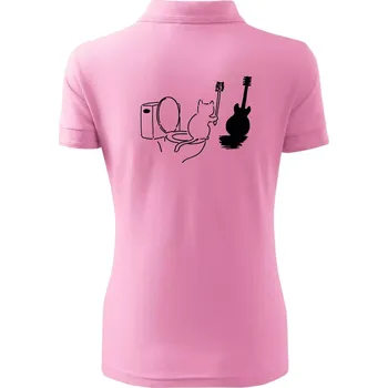 Kočka a kytara WC - Polokošile dámská Pique Polo - 2XL ( Růžová )