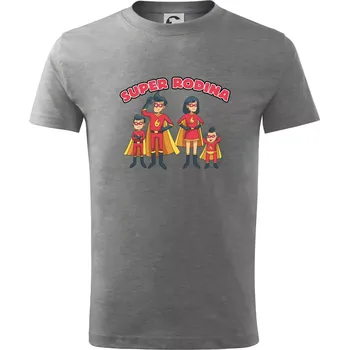 Chlapecké tričko Super rodina - dva synové - Tričko dětské bavlněné - 122 cm/6 let ( Tmavě šedý melír )