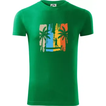Pánské tričko Paddleboard vintage - Viper FIT - Pánské zůžené tričko - L ( Středně zelená )