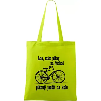 Staré kolo - Plány na důchod - Taška bavlněná - 42 x 38 cm ( Limetková )