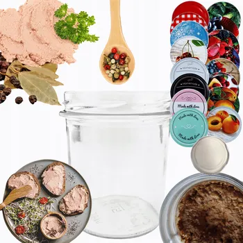 Sklenice Zavařovací Sklenice 346 ml na džemy, džemy, klobásy, paštiky - SADA včetně VÍČKA 82 mm