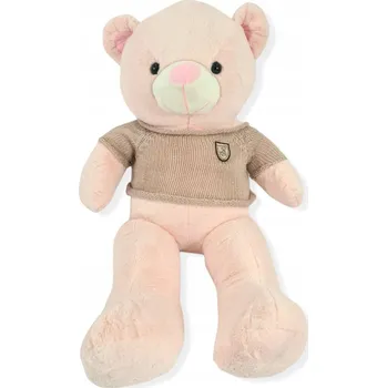 plyšák VELKÝ PLYŠOVÝ MEDVÍDEK PLYŠÁK V SVETRU 100 CM MĚKKÝ RŮŽOVÝ