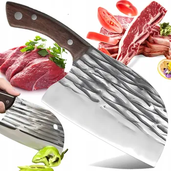 NŮŽ ŠÉFKUCHAŘE RUČNĚ KOVANÝ SEKÁČEK JAPONSKÉ DŘEVO OSTRÝ MCD5