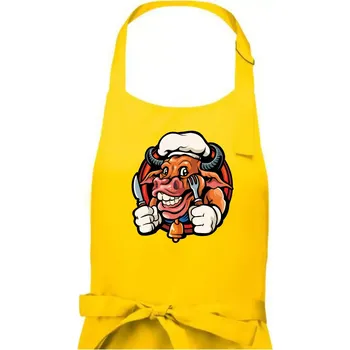 Kuchyňská zástěra Kráva na gril - Pánská zástěra na vaření - Univerzální velikost ( Žlutá )