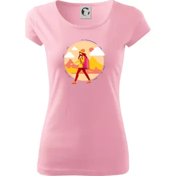 Dámské tričko Barevný párový motiv na hory - Dámské triko Pure - XL ( Růžová )