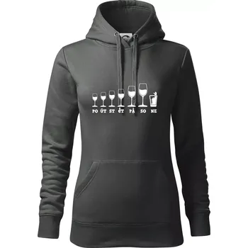 Dámská mikina Evoluce víno celý týden - Mikina dámská Cape s kapucí - S ( Tmavá břidlice (šedá se zeleným nádechem) )