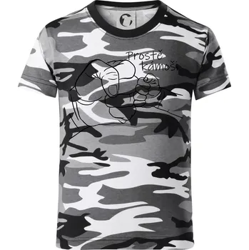 Chlapecké tričko Prostě kámoši - ruka - Dětské maskáčové triko - 134 cm/8 let ( Šedý maskáč )