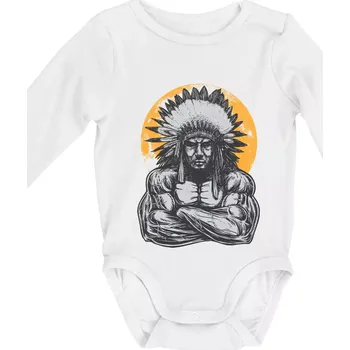 Kojenecký body Indián z posilky - Body kojenecké s dlouhým rukávem - Dlouhý r. do 3 měs ( Bílá )