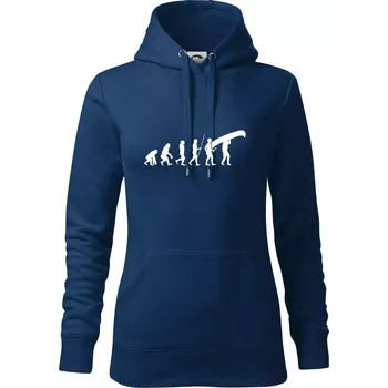 Dámská mikina Evoluce kanoe nad hlavou - Mikina dámská Cape s kapucí - 2XL ( Půlnoční modrá )