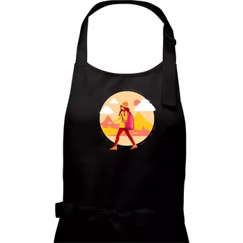 Kuchyňská zástěra Barevný párový motiv na hory - Dámská zástěra na vaření - Univerzální velikost ( Černá )