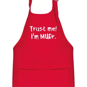 Kuchyňská zástěra Trust me I´m MUDr. / Věř mi jsem MUDR. - Dětská zástěra na vaření - Univerzální velikost ( Červená )