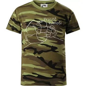 Prostě kámoši - ruka - Dětské maskáčové triko - 104-110cm / 3-4 roky ( Zelený maskáč )