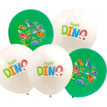 Balónek Latexové balónky bílé zelené barevné DINOSAUŘI 30cm 12 palců sada 5 ks