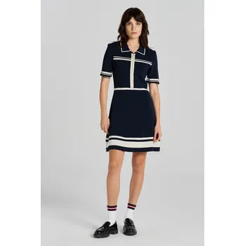 Dámské šaty ŠATY GANT POLO HALF ZIP KNIT DRESS EVENING BLUE