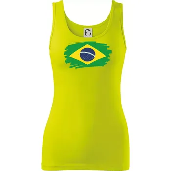 Dámské tričko Brazílie vlajka štětkou - Dámské tílko - XL ( Limetková )