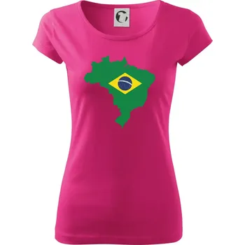 Dámské tričko Brazílie vlajka v mapě - Dámské triko Pure - 3XL ( Purpurová )