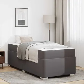 Postel vidaXL Rám postele s matrací Šedá 90 x 190 cm textil [3399221]