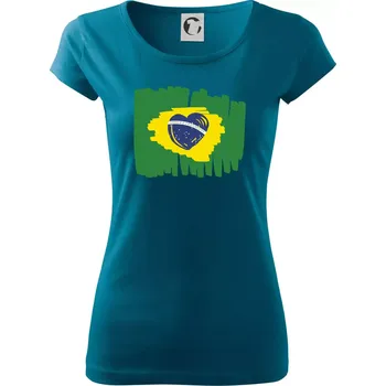 Dámské oblečení Brazílie vlajka srdce - Dámské triko Pure - S ( Petrolejová )