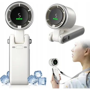 Domácí ventilátor SKLÁDACÍ RUČNÍ VENTILÁTOR USB-C, VÝKONNÝ VENTILÁTOR, 5 RYCHLOSTÍ, BÍLÝ