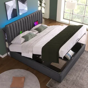 Postel Jednolůžková dřevěná postel Arhatreya 160x200 cm šedá