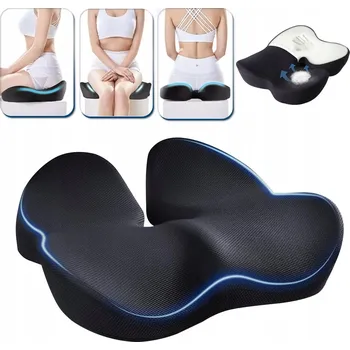 Polštář ORTOPEDICKÝ POLŠTÁŘ PRO SEDĚNÍ PROFILOVANÝ PAMĚŤOVÝ NA ŽIDLI KŘESLO ČERNÝ