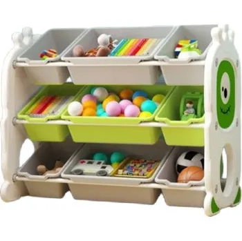 Dětská skříň Plastová třípatrová police na hračky, zelená - N EMP