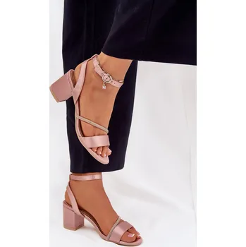 Dámské sandále Dámské Sandály Na Podpatku S Kryštály Vinceza 20268 Barva: Béžová, Velikost: 36