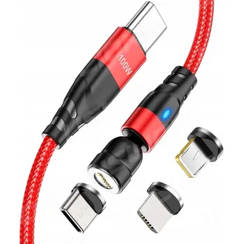 Datový kabel Kabel Clark USB - USB typ C / microUSB / Lightning 1 m červený