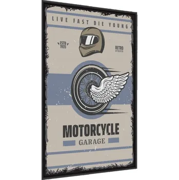 Obraz Plakát Motocyklový kruh Helma Nápisy Retro 50x70 v rámu 50 x 70 cm