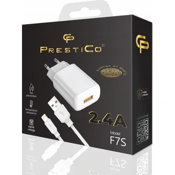 Síťová nabíječka Prestico F7S pro Apple iPhone USB Lightning 2,4A Bílá