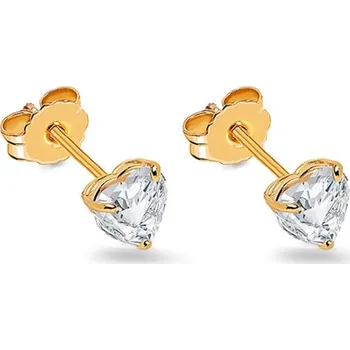 Náušnice Zlaté napichovací náušnice zirkonová srdíčka, 14K IZ20386 + dárkové balení LUXUS zdarma