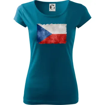 Dámské tričko Česká vlajka stará - Dámské triko Pure - 2XL ( Petrolejová )