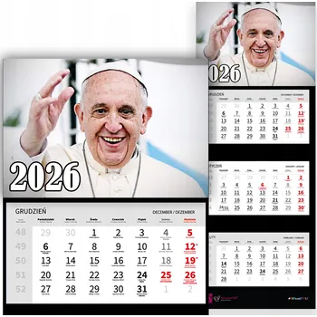 Kalendář TRÍDÍLNÝ NÁSTĚNNÝ KALENDÁŘ 2026 - PAPEŽ FRANTIŠEK - RELIGIOZNÍ VZOR