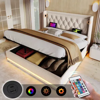 Postel Jednolůžková dřevěná postel Arhatreya 180x200 bílá, béžové odstíny