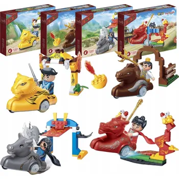 ostatní stavebnice SADA KOSTEK STAVEBNICE 4 FIGURKY NINJA BOJOVNÍKŮ VOZIDLO 215 dílů