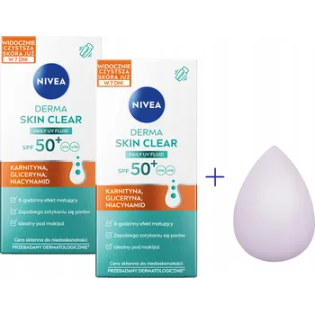 Přípravek na opalování 2 x Derma Skin Clear Denní UV Fluid SPF 50+ pod make-up 40 ml + Houbička