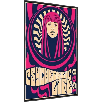 Obraz Plakát Barevný PORTRÉT Nápisy Hippie Dekor 30x40 v rámu 30 x 40 cm