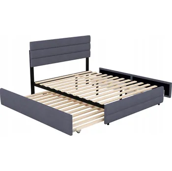 Postel Dřevěná manželská postel Arhatreya 140x200 cm šedá
