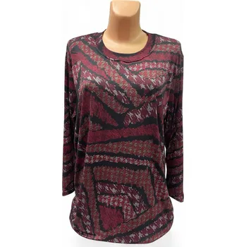 Dámský svetr Halenkový pulovr KIPIPO, Barva Vínová, Velikost XXL 48, Materiál 98% Polyester 2% Lycra