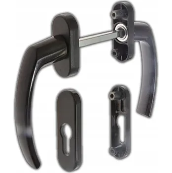 Okenní klika BALKONOVÁ KLIKA PLUTON S KOMPLETNÍMI ROZETAMI PRO VLOŽKU, HNĚDÁ BARVA