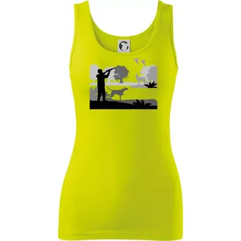 Dámské tričko Lovec a ohař v lese - Dámské tílko - S ( Limetková )